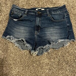Denim Frayed Hem Women's Shorts